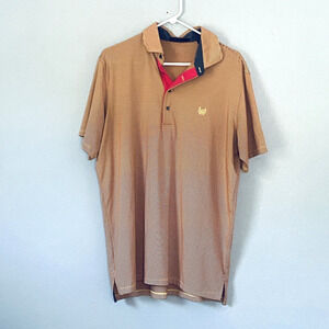 Greyson Polo Shirt Mens Large Red Yellow Striped Performance Golf